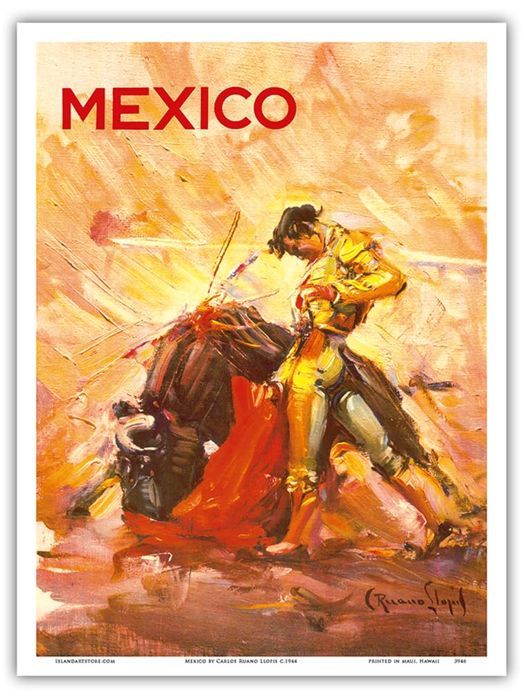 絵画ーアメリカーメキシコ？リトグラフ Amazon.co.jp: メキシコ – 闘牛マタドール – ビンテージ世界旅行
