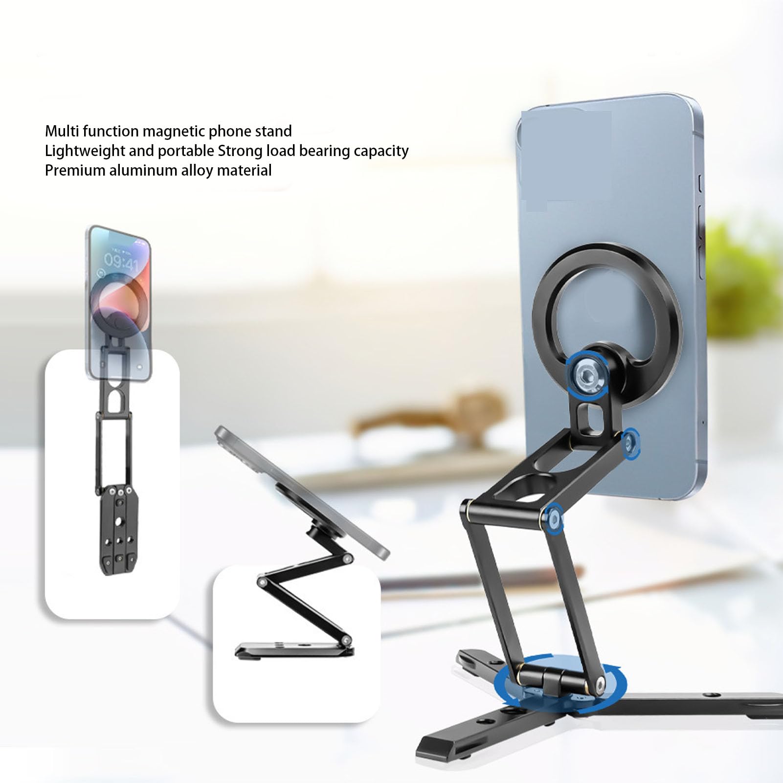 Supporto Magnetico per Telefono Treppiede, Lega di Alluminio