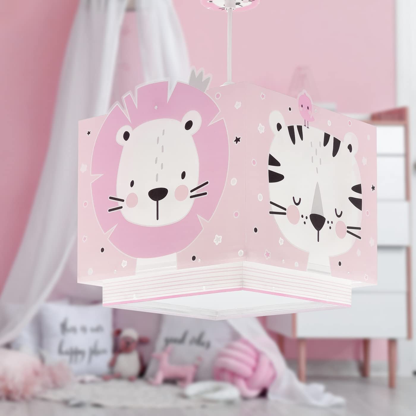 Dalber Lámpara Infantil De Techo Colgante Baby Jungle Jungla Rosa Oso León Tigre Conejo Animales, 63112S, E27