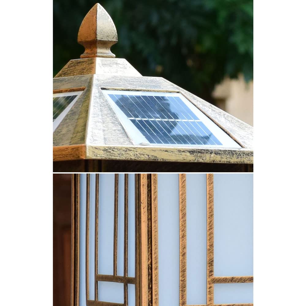 LED Solar Lampions Automatisches Ein- und Ausschalten Vintage Fenster Design Aluminium Druckguss Säulenlampe IP65 Wasserdichte Staubkappe Lichter mit Pier Montage