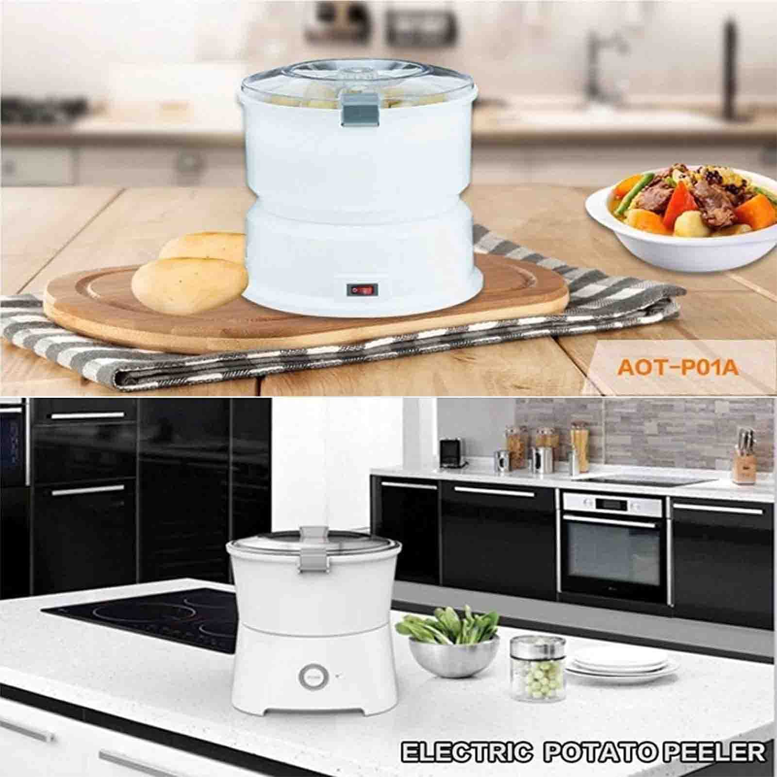 Pelapatate elettrico, azionamento a un solo pulsante, sbucciatore rapido per verdure, per cucina, per insalate commerciali, perfetto strumento per sbucciare le verdure, uso domestico e commerciale