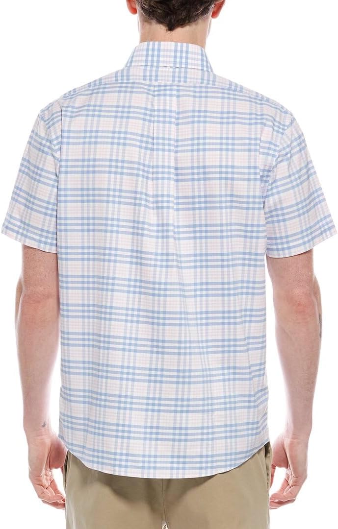 Brooks Brothers Mens Regent Fit Cotton Short Sleeve Mix Plaid Button Down Shirt,