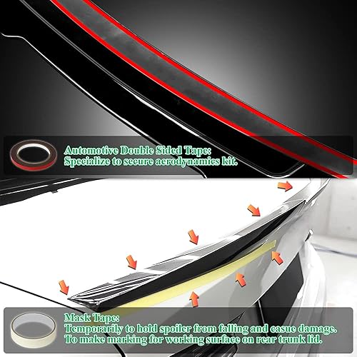 Miniatura 6 de Rolling Gears Alerón de maletero Q50 compatible con Infiniti Q50 Sedan Spoiler 2014-2023 pintado negro brillante (tipo AS)