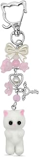 Keychain, Gifts for Animal & Anime Lovers, Y2K Heart Bow Pendant, Women Girls Kawaii Bag Charm