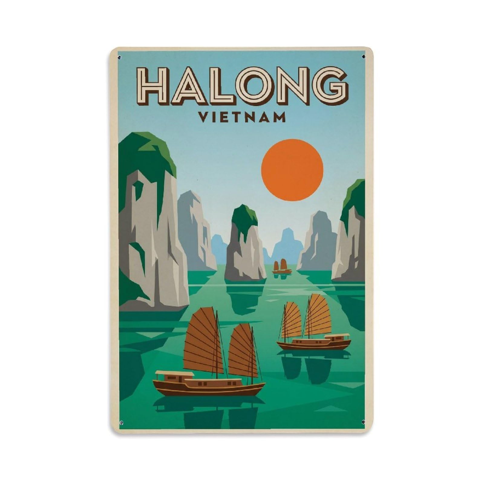 Vietnam Halong Travel Vintage Metal Tin Sign Plaque Wall Decor for Cafe, Club Bar, Office, Garden Metal Poster 8x12Inch