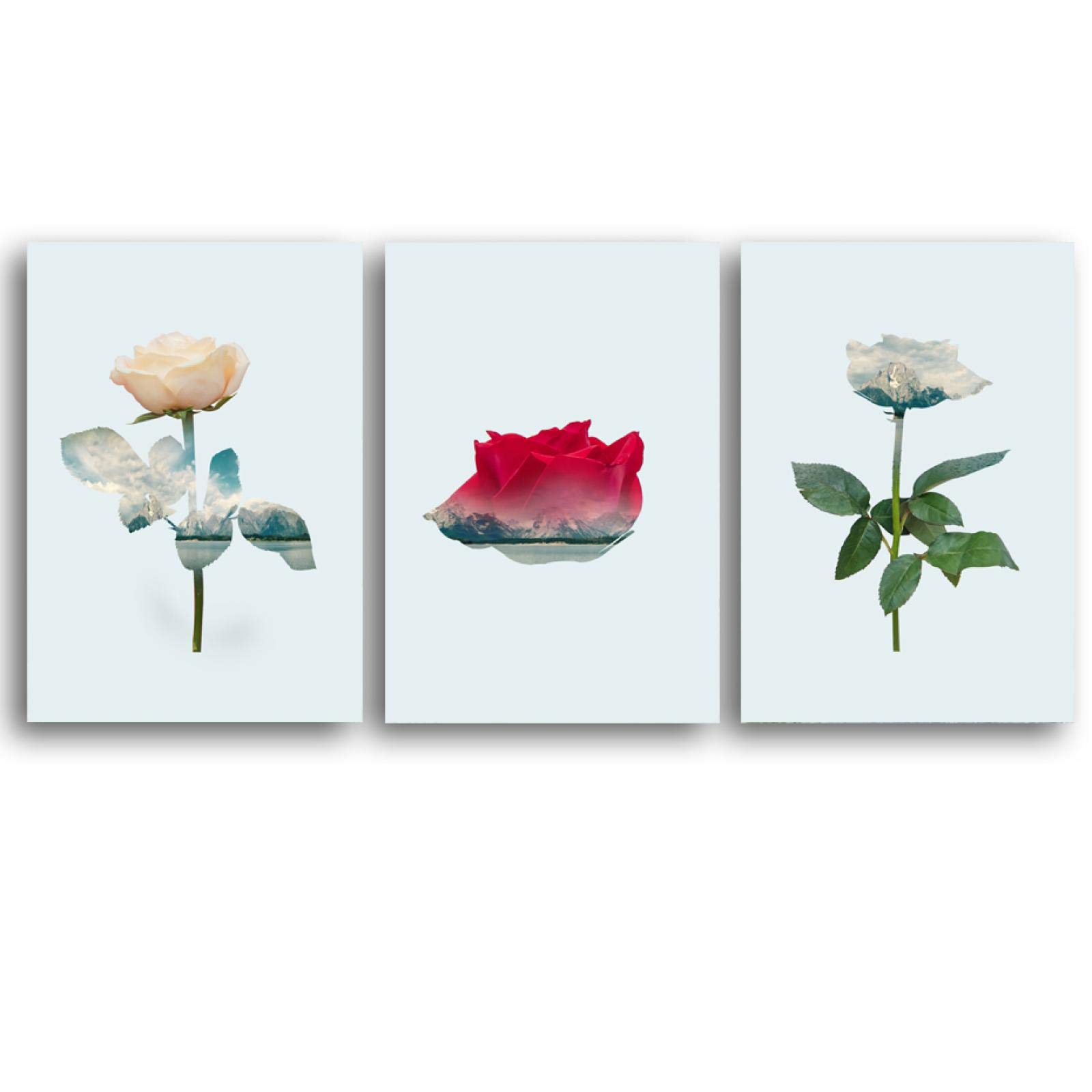 Peinture fleurs abstraites toile scandinave triptyque déco apaisante - 7
