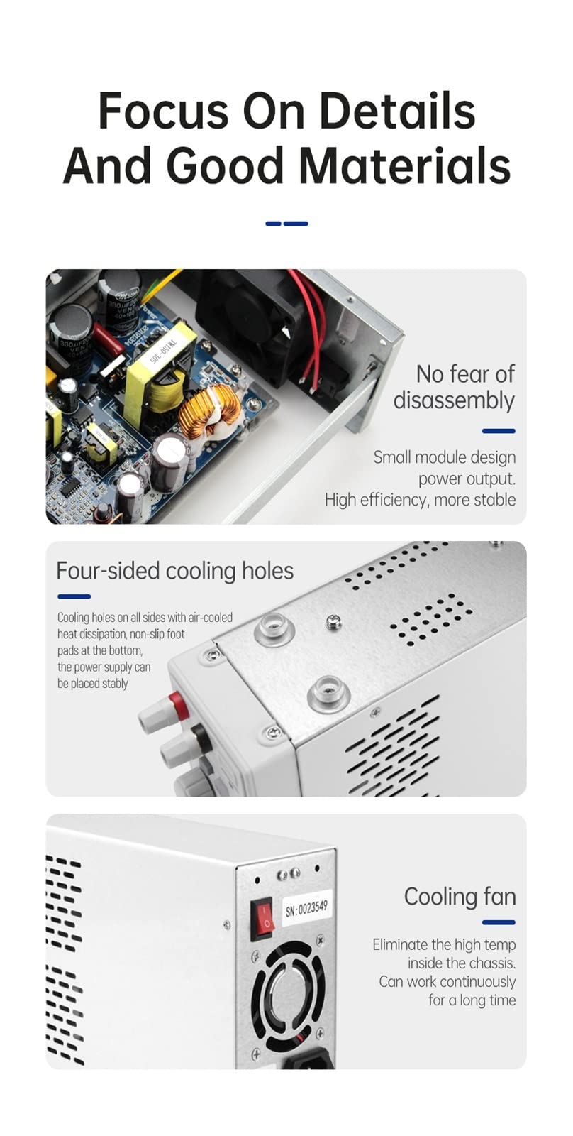 Fuente de alimentación de escritorio Fuente de alimentación CC de laboratorio Variable ajustable 40V/20A/300W regulador de voltaje estabilizador fuente de alimentación de banco de laboratorio de conmu