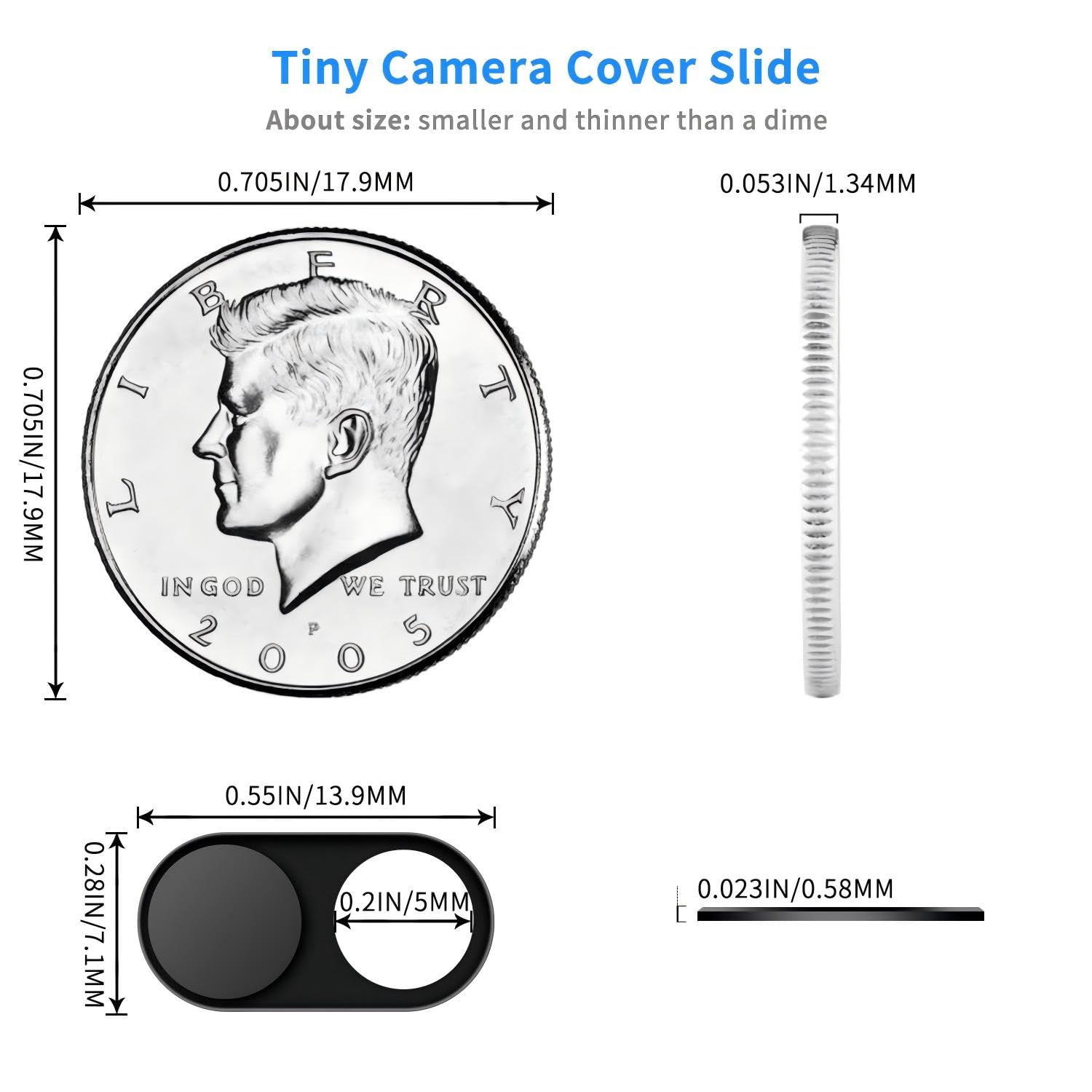 Funda para cámara web (2 unidades, metal negro), funda de cámara de 0.02 pulgadas para laptop, MacBook Pro, MacBook Air, iMac, iPad, PC/computadora, tableta para proteger tu privacidad 3