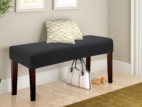 Miniatura 7 de Fuloon Funda impermeable para banco de comedor, funda extraíble lavable para sala de estar, dormitorio, cocina (negro)