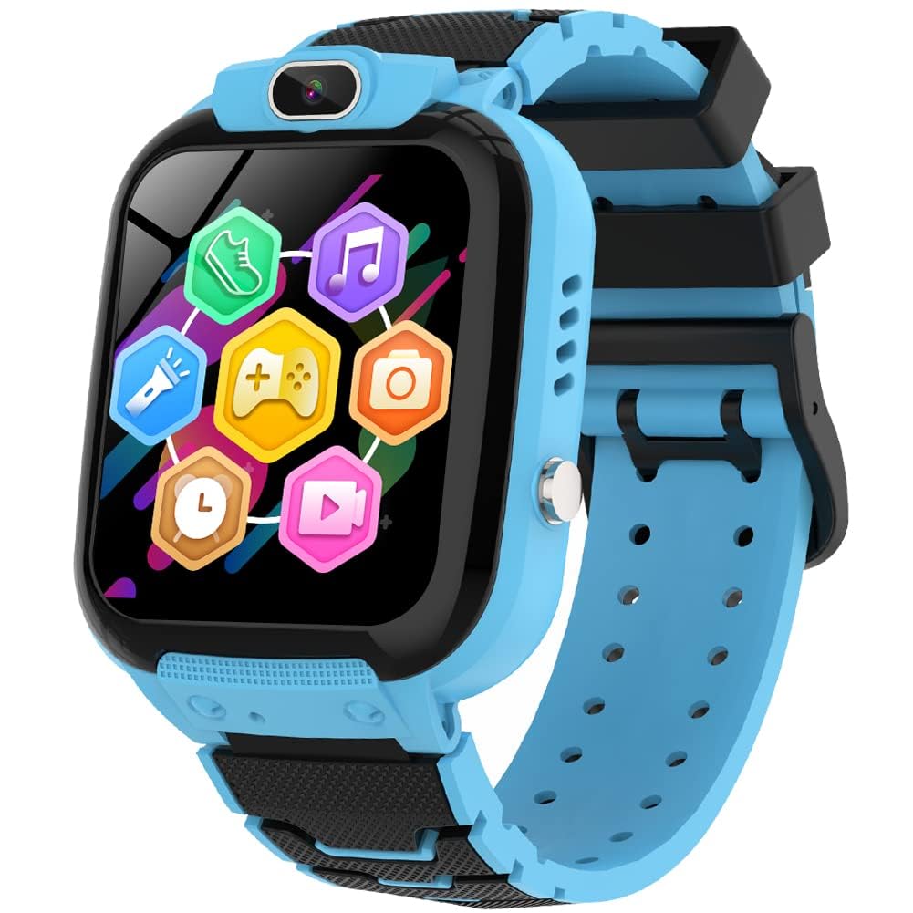 kissun Kids Smart Watch for Boys Girls Learning Toys with 16 Puzzle Games Camera Video Recording Calorie Step Count Music Player (black)