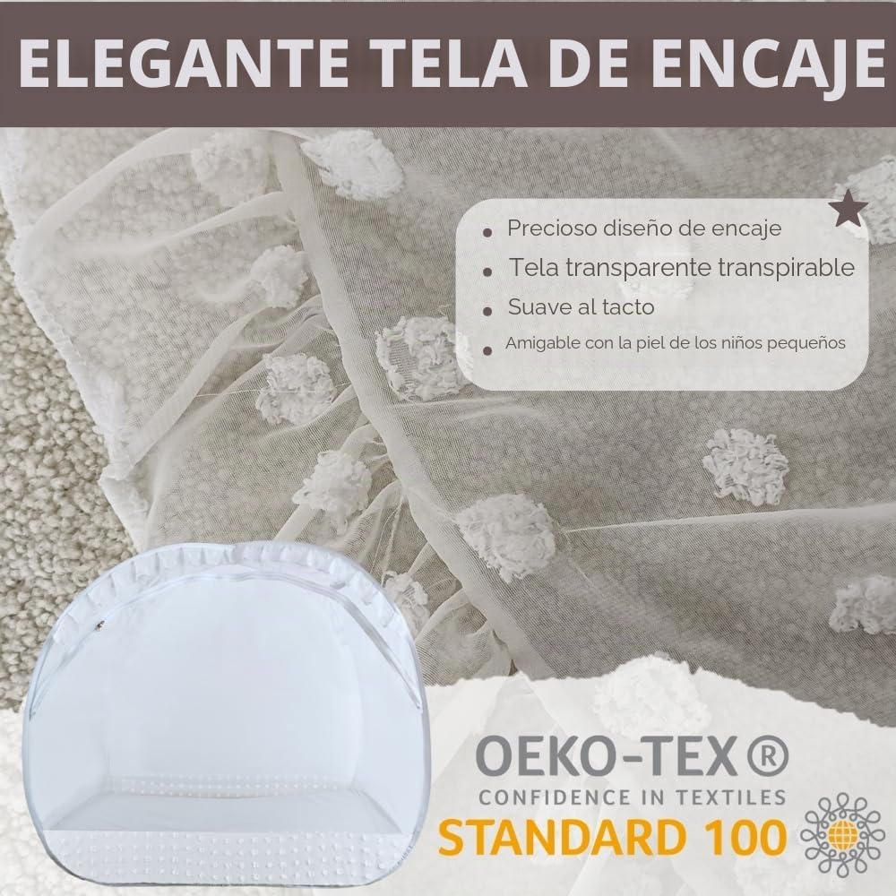 Wonder Space Elegante Toldo de Red para Cuna de Bebé - Diseño Minimalista - Malla Duradera y Transpirable para Evitar Que el Bebé se Salga - Protección contra Mosquitos Insectos (Encaje)