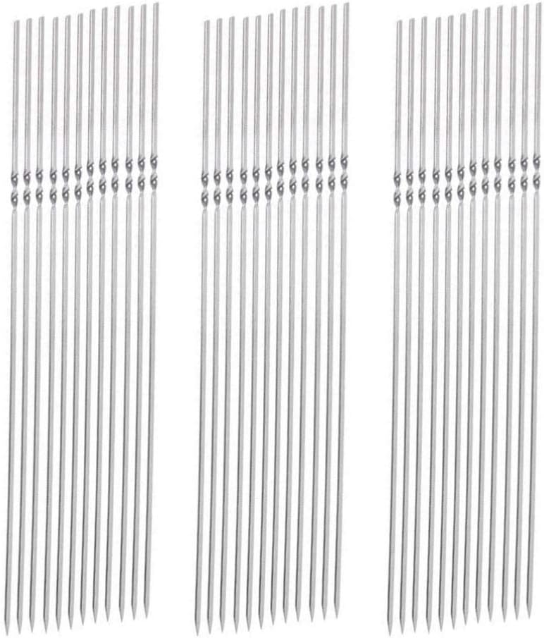 Cabilock 45cm Long Stainless Steel Bbq Skewers Widened Thickened Skewers Unique Shape Design for Even Cooking