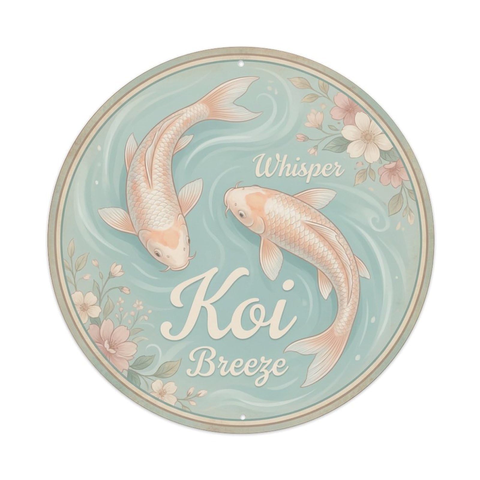 Koi Fish Whisper Breeze Soft Wind Gentle Air Light Touch Metal Tin Sign