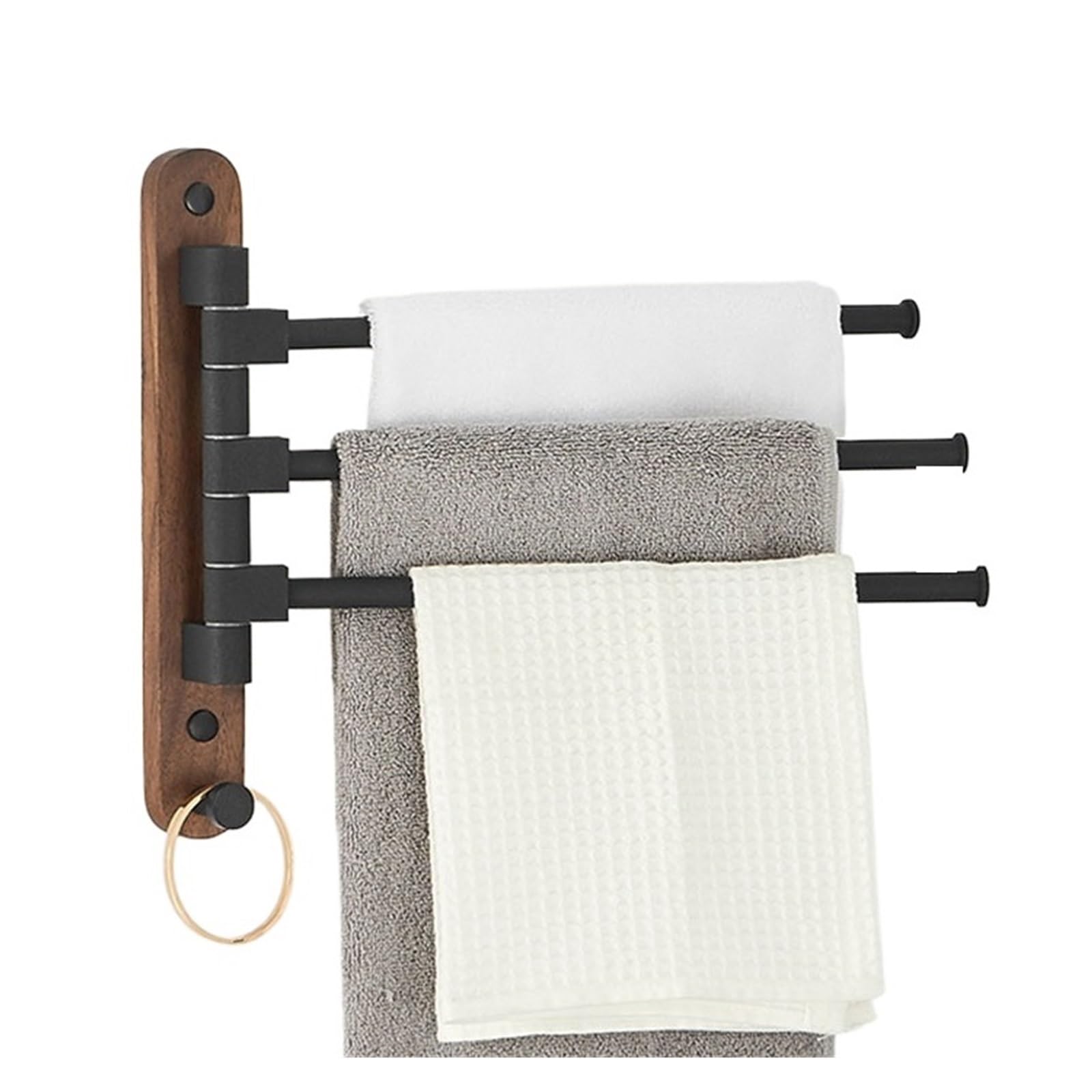 Wood 2-5 Swivel Towel Bars Hanger Bathrobe Rack Holder Wall Mounted Rotatable Bathroom Accessories Easy Maintenance(A3)