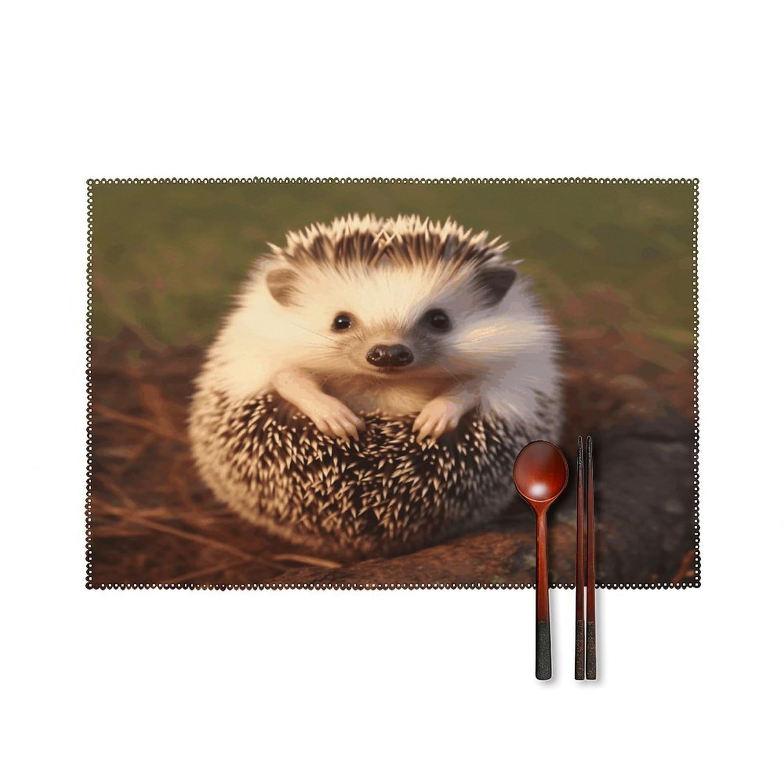 Hedgehog Placemats Set of 4 Heat Resistant Non-Slip Place Mats Reusable Dining Table Mats Canvas Place Mat Anti-Fading Waterproof Placemats for Dining Table Decor