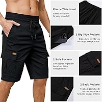 Vista 3 de Pantalones cortos cargo para hombre, cintura elástica, cordón elástico, pantalones cortos de golf al aire libre con 6 bolsillos