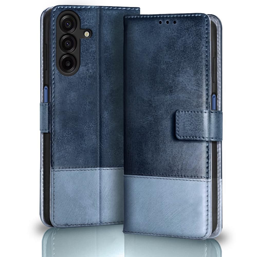 TheGiftKart Flip Back Cover Case for Samsung Galaxy A17 5G | Dual-Color Leather Finish | Inbuilt Stand & Pockets | Wallet Style Flip Back Case Cover for Samsung A17 5G (Faux Leather, Blue & Sky)-image-43