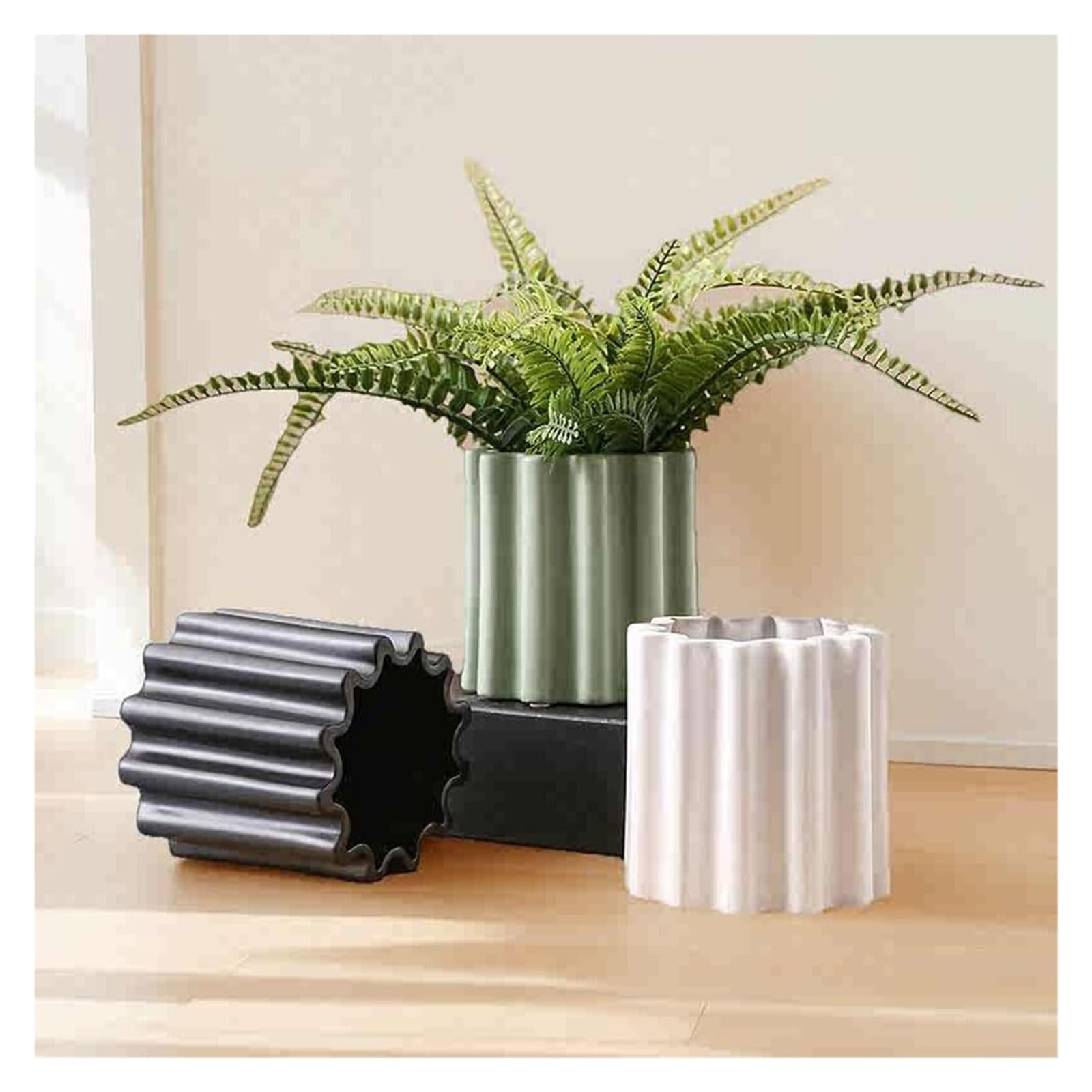Blumentopf, Blumentopf mit Streifen, für drinnen und draußen, dunkle Farbe, moderne Heim- und Gartendekoration