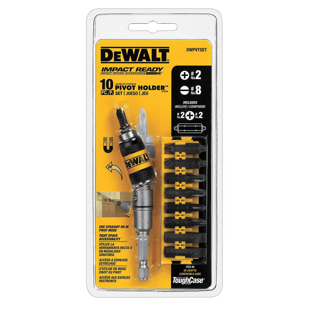 DEWALT DWPVTSET Pivot Holder Set with Bit Bar, 10-Piece