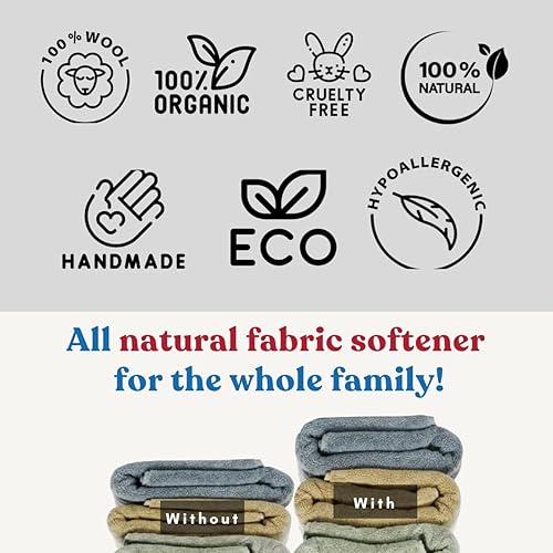 Miniatura 7 de Juego de bolas secadoras de lana y aceites esenciales para lavandería, 4 bolas de lana orgánica XL y 6 aceites de aromaterapia 100% puros de grado