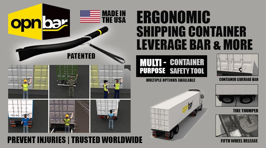 Leverage Bar for Shipping Container Doors - and More, OPNBar, Steel - by Shipping Container Safety International, Flat Black, Yellow (Pack of 1)