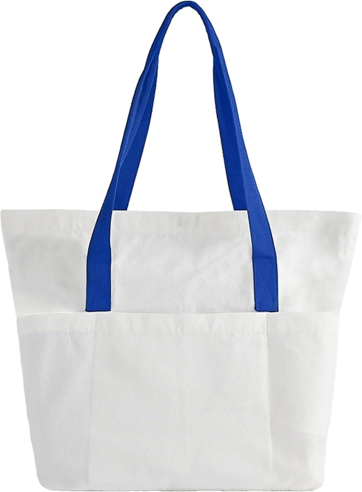 Large Canvas Tote Bag with Pockets, 12oz Cotton Tote Bags Bulk for Women, Button Closure for Shopping, Beach, DIY