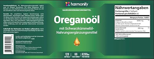 Miniatura 8 de Aceite de orégano con suplemento de aceite de semilla negra para apoyo inmunológico y digestivo, aceite de semilla negra, suplemento de aceite de