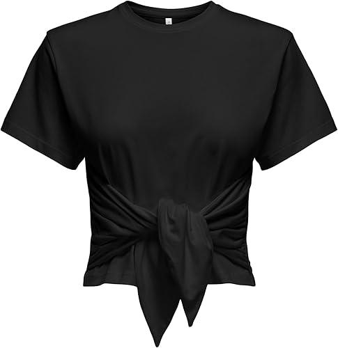 ONLY Onlwill Life S/S Tie Top JRS pour Femme, Noir, XS