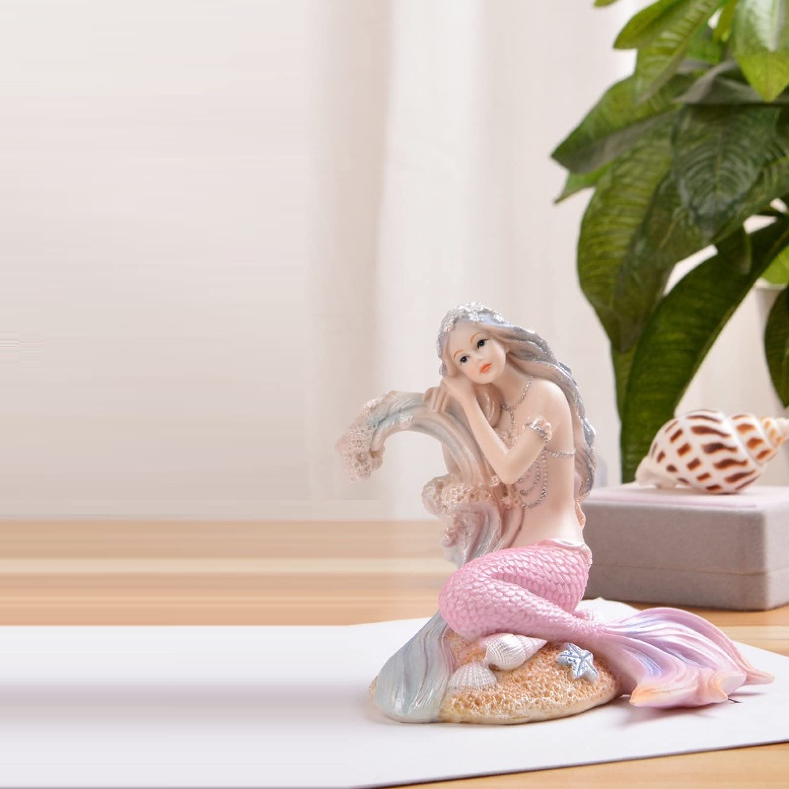 Amazon.co.jp: シンプルな彫刻 人魚姫の女の子の彫刻ピンクの