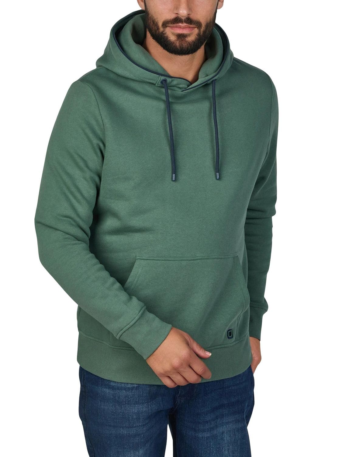 riverso RIVSandro Men's Hoodie, Regular Fit, Pullover, Sweatshirt, Streetwear, Brown, Red, Blue, Beige, Black, Green, S, M, L, XL, XXL, 3XL, 4XL, 5XL, Forest green, M