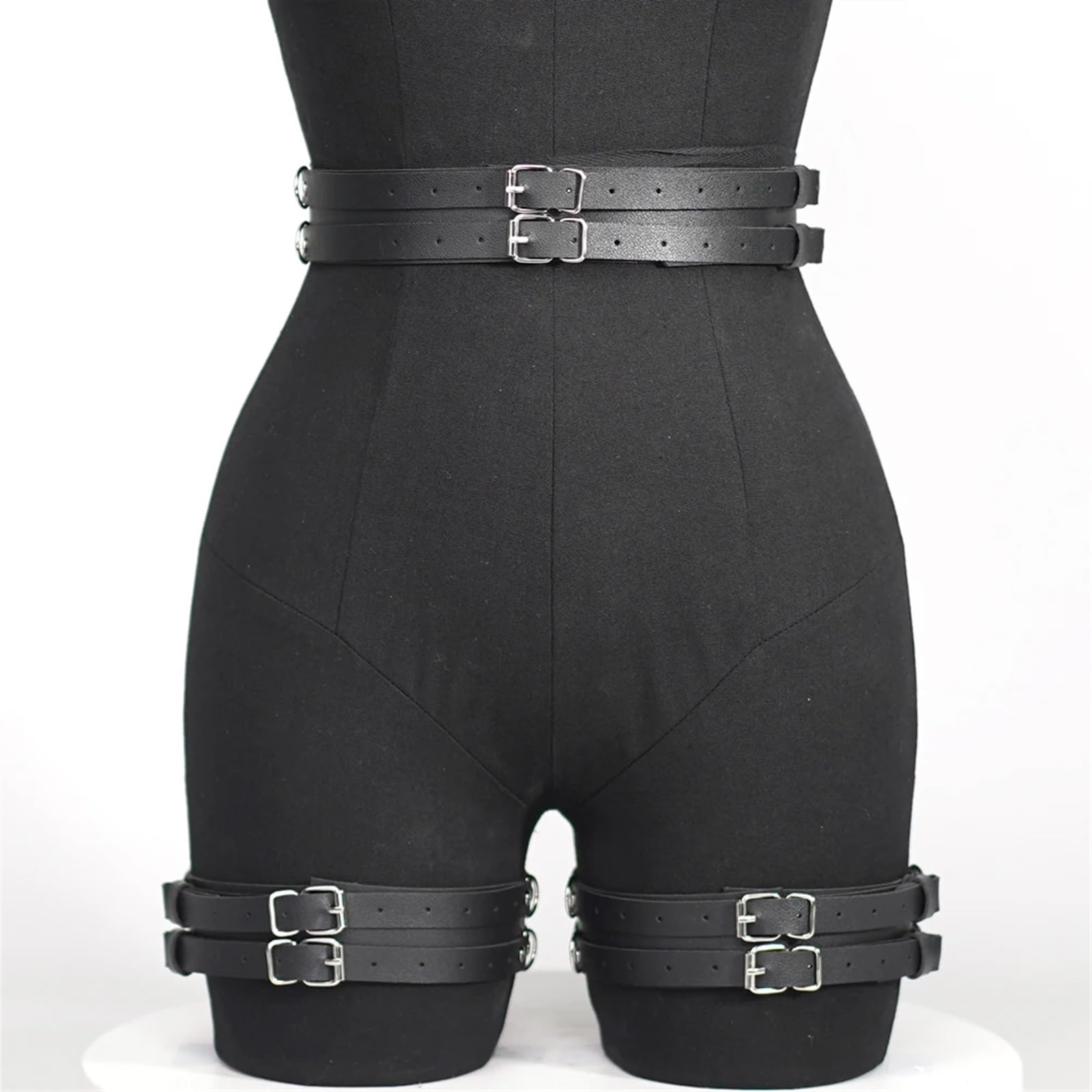 Ceinture De Cuisse Noire Avec Menottes - Style Punk Gothique, Lingerie Cuir PU Réglable, Accessoire Porte-Jarretelles Sexy