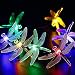 CIAOYE Outdoor Dragonfly Solar String Lights, 20LED 16ft Waterproof Fairy Lighting for Christmas Trees, Garden, Patio, Fence, Wedding, Party and Holiday Decorations (Multi Color)
