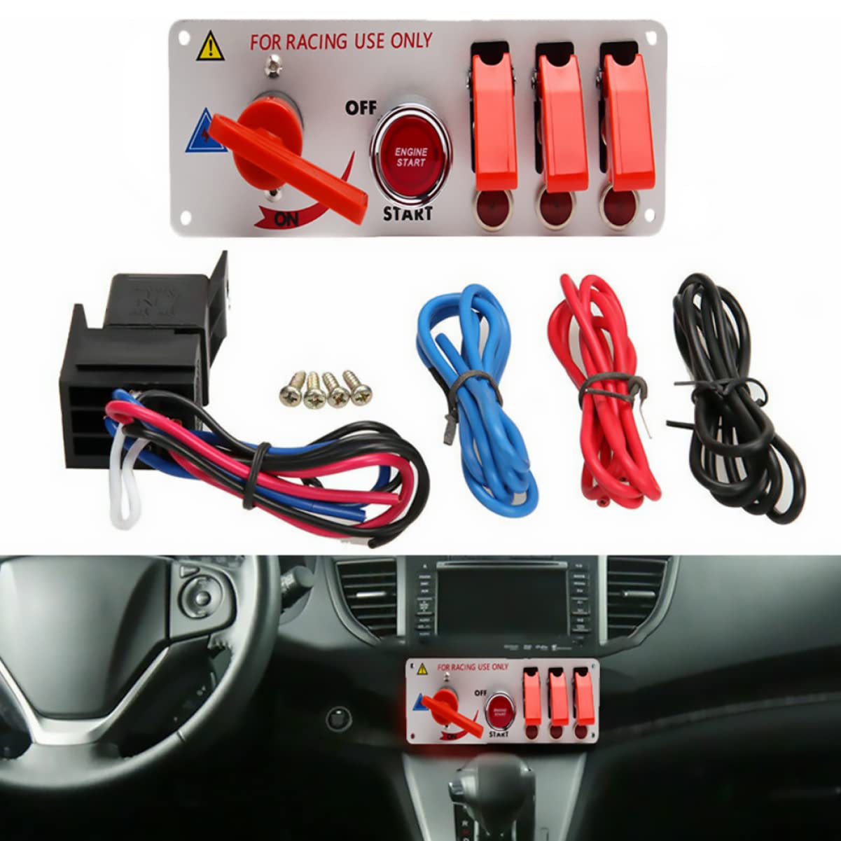 Gatuida Interruptor De Encendido Para Coche Botón De Arranque Del Panel De Motor Para Coche De Carreras Panel De Encendido y Arranque Del Motor