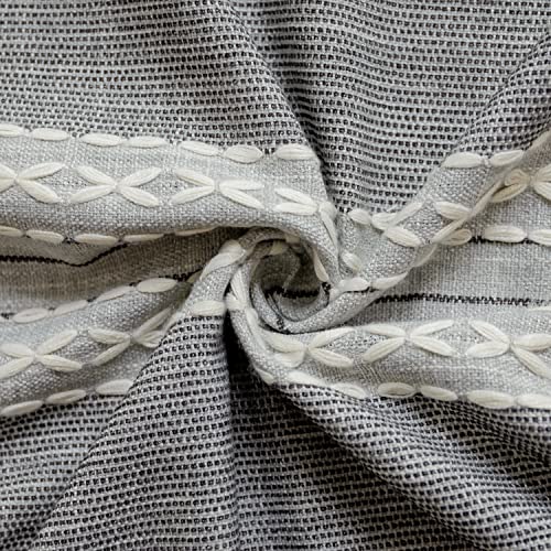 Yicorgard Grey Table Cloth Rustic Style 55“ X 55”,Double Braided Striped Linen Tablecloth Square With Tassels For Dining Kitchen #TOP4