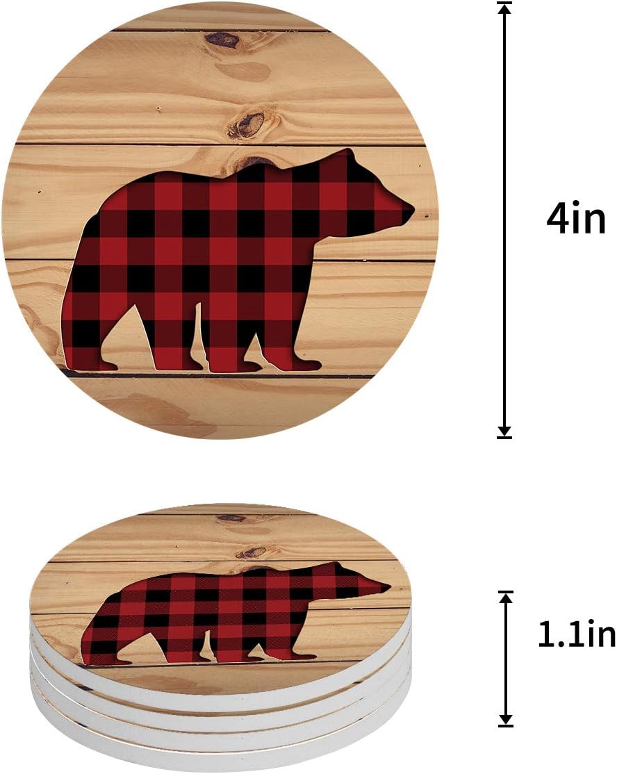 New Arrivals 8-Piece Set Ceramic Coasters for Drinks,Red Buffalo Check Plaid Bear Print Wood Unique Absorbent Round Ceramics Cork Backed Cup Mat for Home/Housewarming Gift 70% Off Everything 8-Piece Set Ceramic Coasters for Drinks,Red Buffalo Check Plaid Bear Print Wood Unique Absorbent Round Ceramics Cork Backed Cup Mat for Home/Housewarming Gift