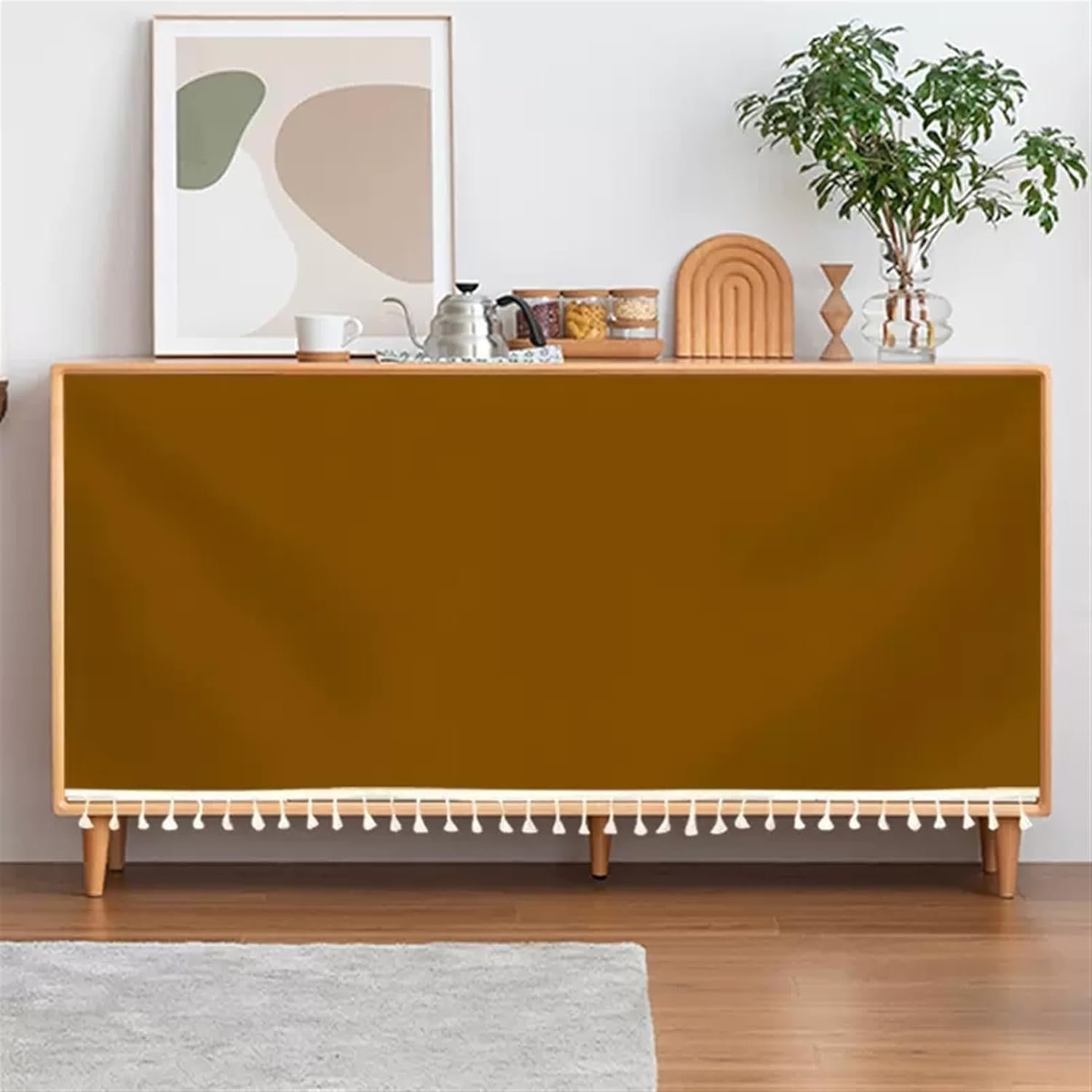 SK Studio Short Curtains for Kitchen, Privacy Closet Curtain Dust-Proof Under Sink Curtains for Small Kitchen Storage Room Red 1, 55.1" W x 31.5" H