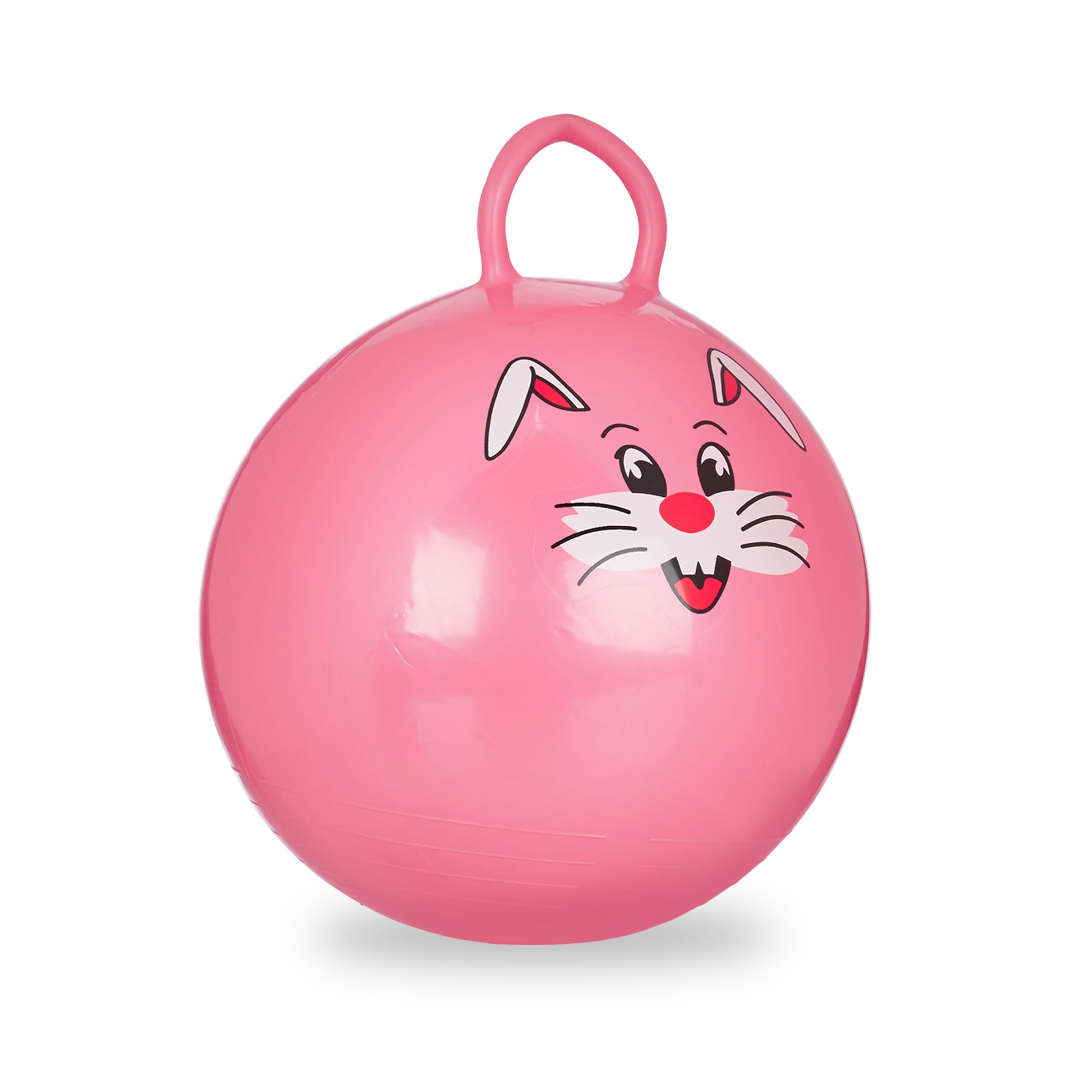 Relaxdays Palla saltata per bambini, con manico, per interni ed esterni, motivo: animali, diametro 45 cm