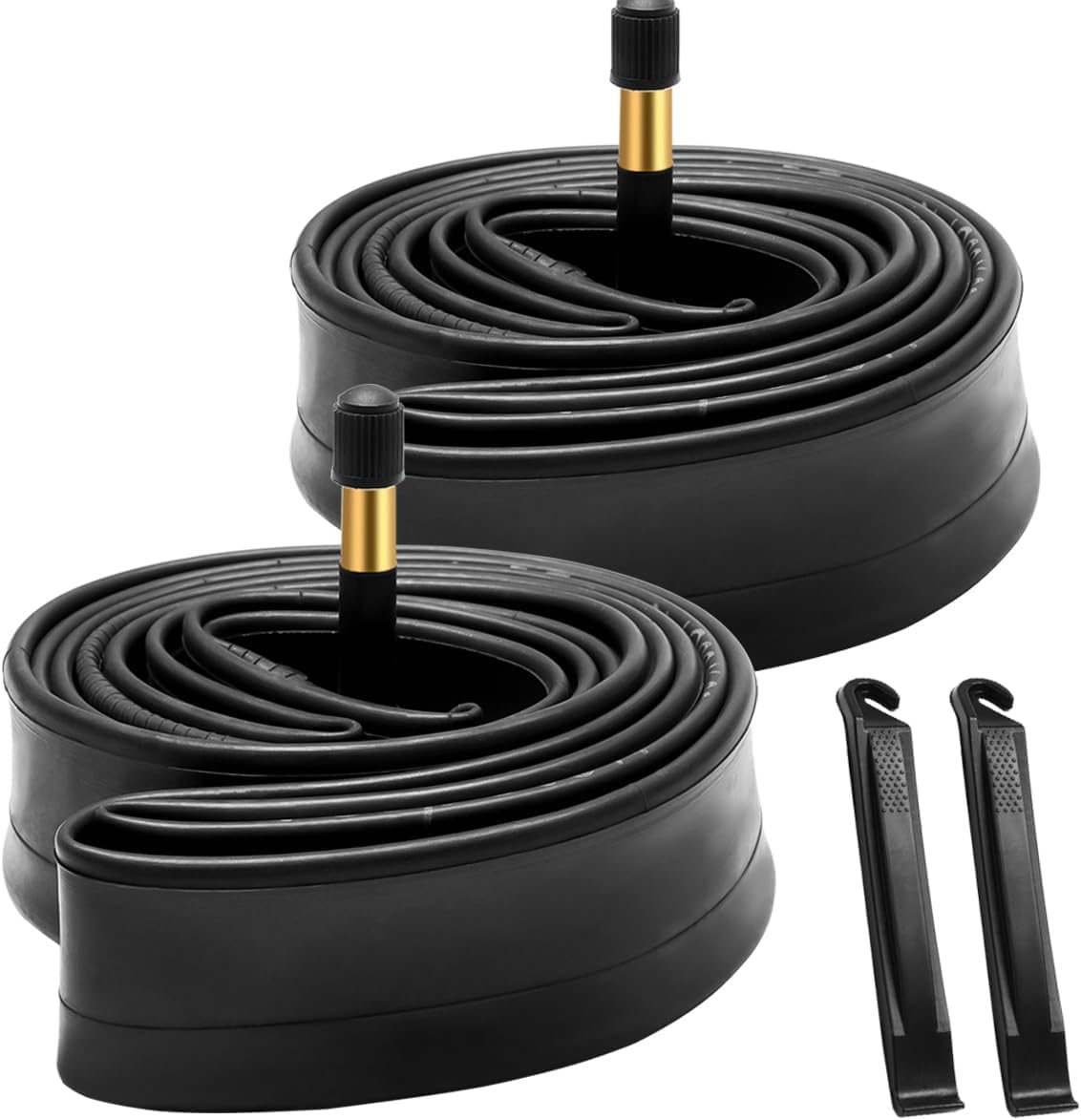 700x32c/700x35c Bike Tube 2 Pack with 2 Tire Levers AV48mm Schrader Valve Road Bike Inner Tubes Premium Butyl Rubber Bicycle Tube 2 Pack City Bike