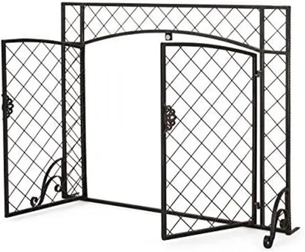 Fireplace Screen Iron Fireplace Screen Fire Protection Fence Matte Black Screen Fireplace Decoration Accessories Screen Fireplace Fire Screen (Color : B)