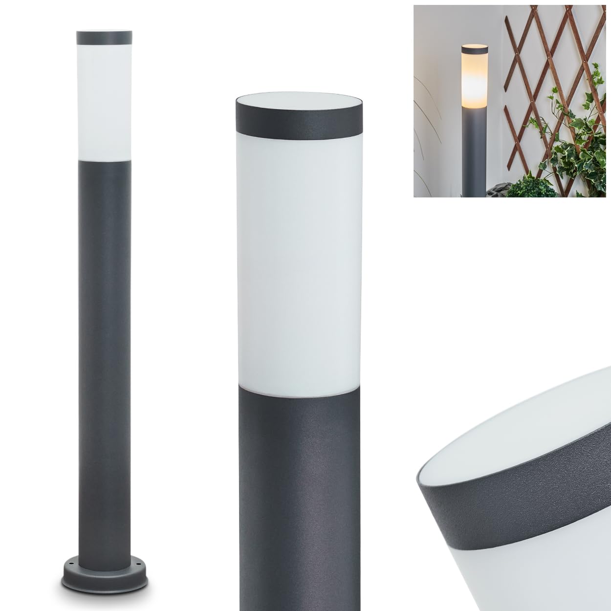 Buitenpadlamp Sessa met 2 contactdozen, moderne lamp met metalen