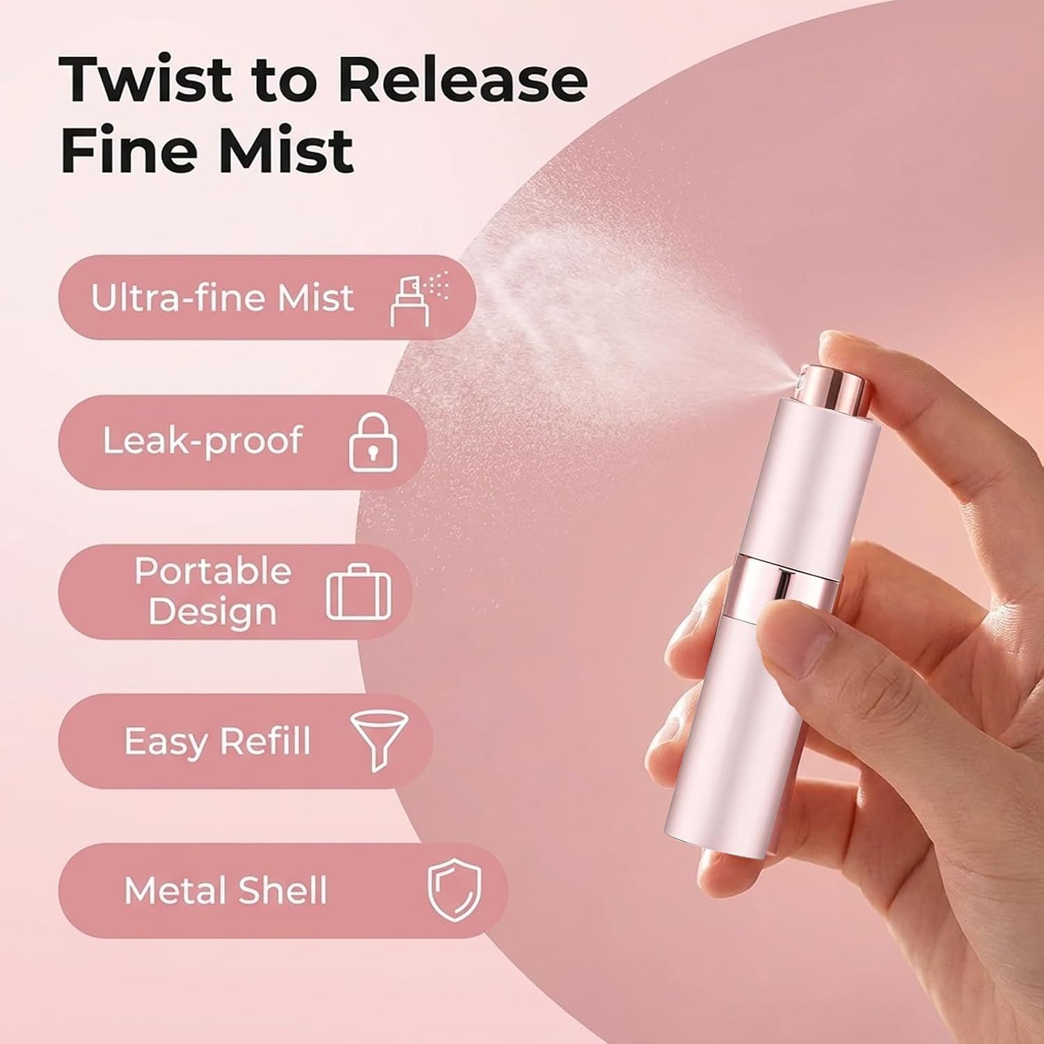 6pcs Atomizer Perfume Spray Bottle for Travel, 8ml Travel Perfume Bottle Refillable,Twist Type Pocket Cologne Sprayer for Women Men