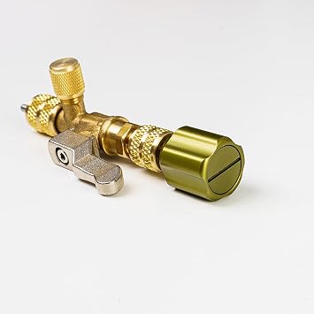 Elitech Valve Core Removal Installer Tool for HVAC VCRT-1, AC Schrader Valve Tool with Dual Size SAE 1/4 and 5/16 Port Brass Adapter Compatible with R22 R12 R410 R32 R404 R407 with Valve Cores