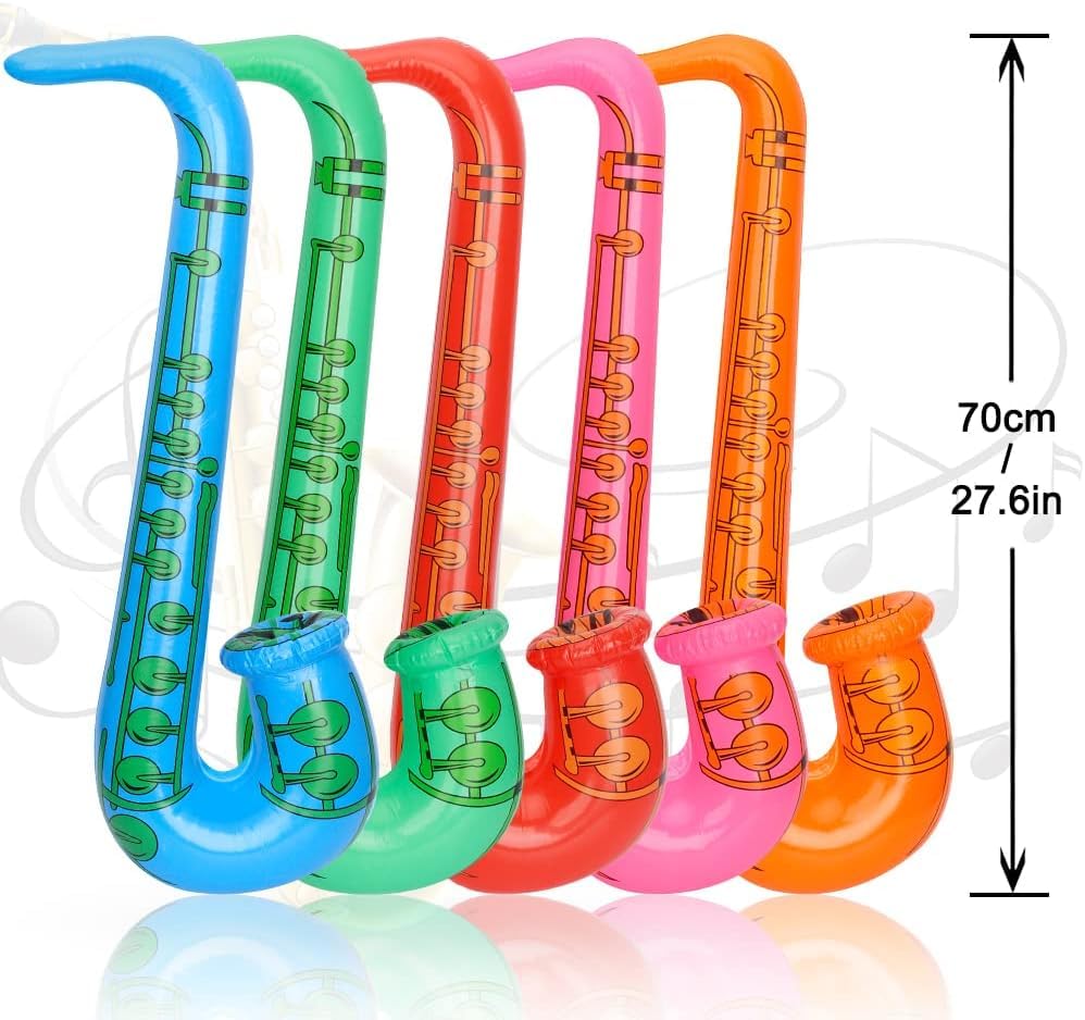 Inflatable Saxophone Costume Prop - Blow Up Disco 80s Rock N Roll Party Instrument
