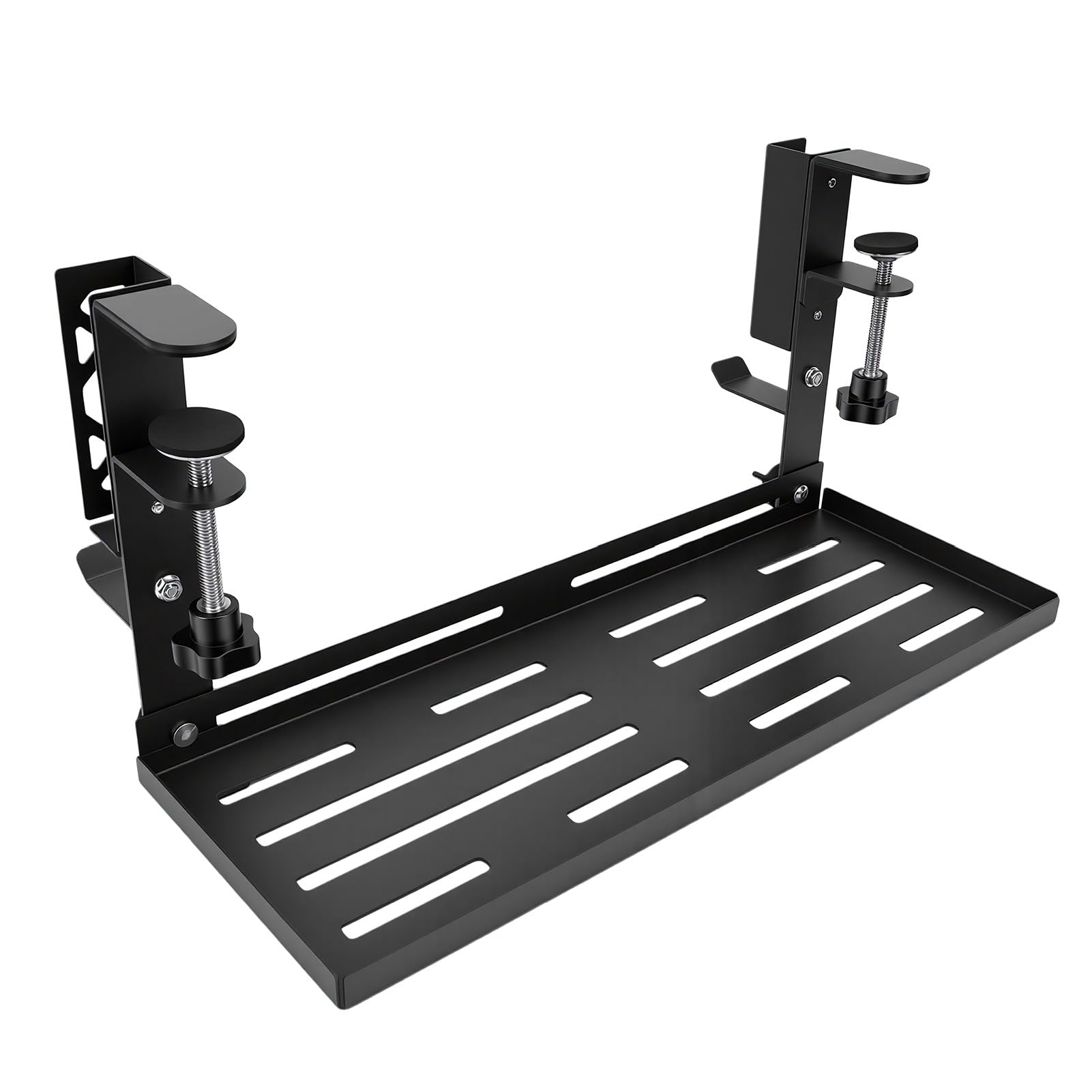 Kabelmanagement-Tablett Unter Dem Schreibtisch, Kabel-Organizer aus Kohlenstoffstahl ohne Bohren, Klemmmontage mit 15,6 X 5,9 Zoll Offenem Design-Regal, für He