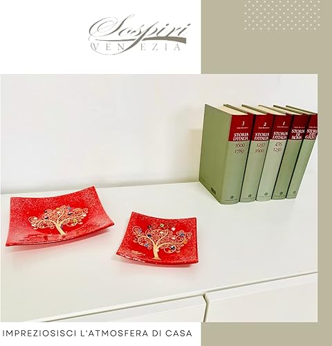 Miniatura 7 de SOSPIRI VENEZIA Plato decorativo de cristal de Murano, cuenco decorativo de cristal, centro de mesa de regalo, árbol de la vida, bandeja para
