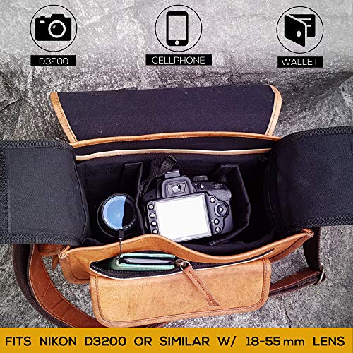 Leather Camera Bag, Street Photography Crossbody Shoulder Handbag With Removable Insert, Fits Standard Size Dslr With Lens, Brown #TOP2