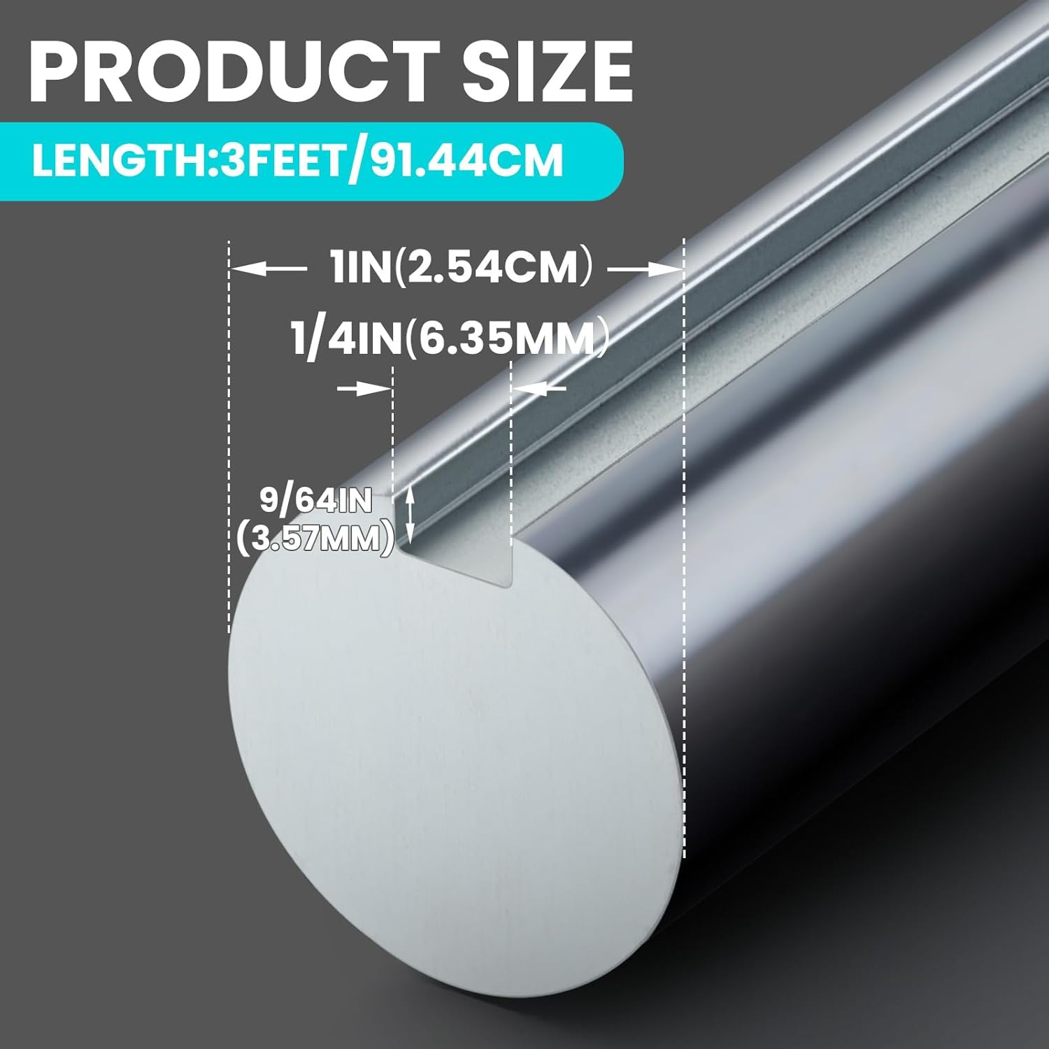Hicarer 1 Pcs 1 in Round Keyed Shafting Keyed Shaft, Keyway: 1/4" x 9/64", 3ft Length, 1045 Carbon Steel