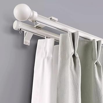 Roman Rod Wall Mount Double Curtain Track Aluminum Alloy Heavy-Duty Curtains Rails Room Divider for Living Room Bedroom RoomWhite,1m3.3ft