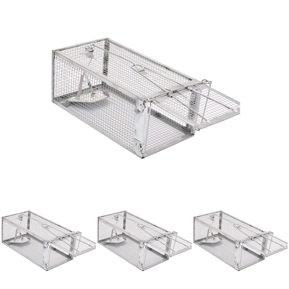 Kensizer Animal Humane Live Cage Trap That Work for Rat Mouse Chipmunk Mice Voles Hamsters and Other Small Rodents, Trampa para Ratones, Catch and Release 1Pack Medium (Pack of 4)