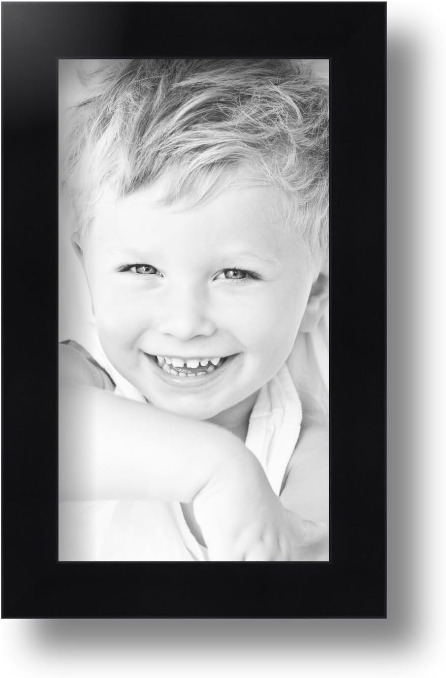 ArtToFrames 4x7 inch .75 Satin Black Stem - .5 Rabbet Wood Picture Frame, 2WOM10010-4x7